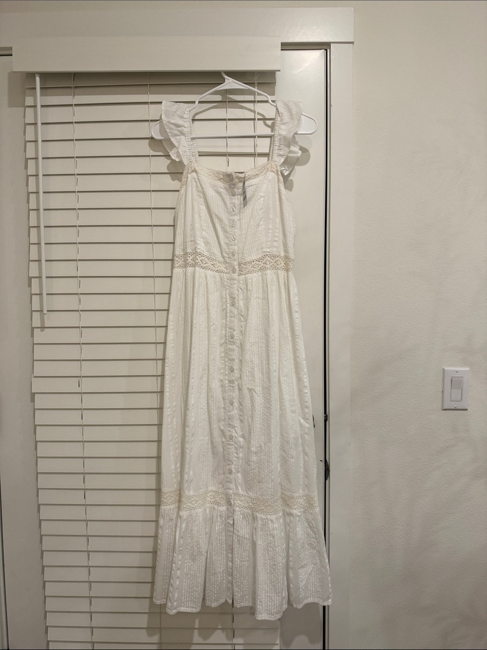 100% Cotton White Eyelet Button-Front Sundress